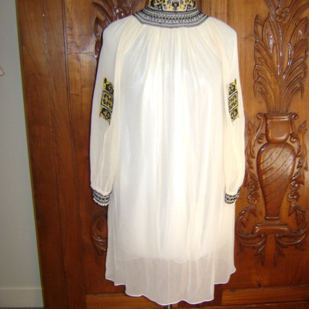 Tibi New York Sheer Peasant Style L/S Blouse, size Small